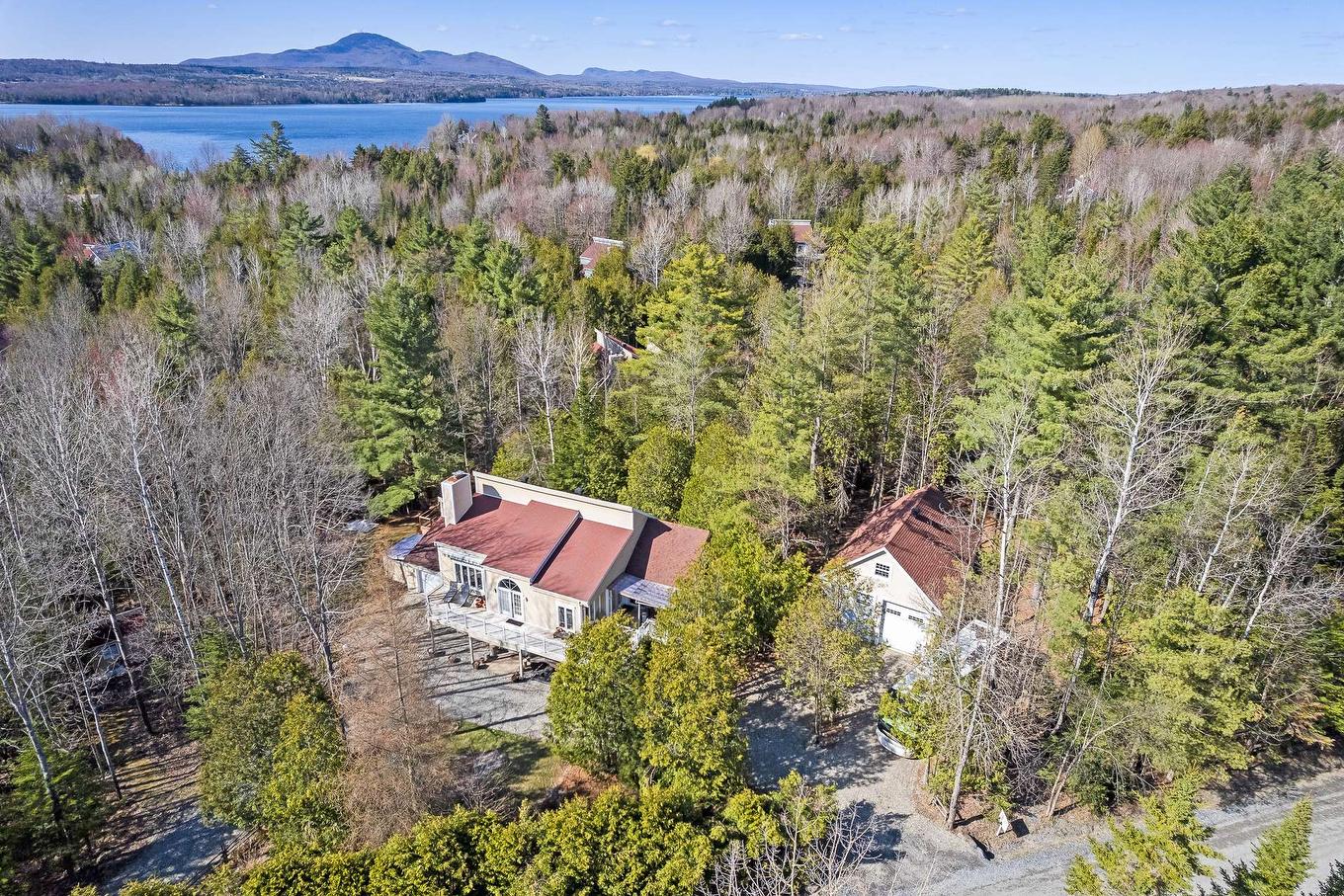 Aerial photo - 747 Ch. Des Pommetiers, Magog, QC - Outdoor With Body Of Water With View