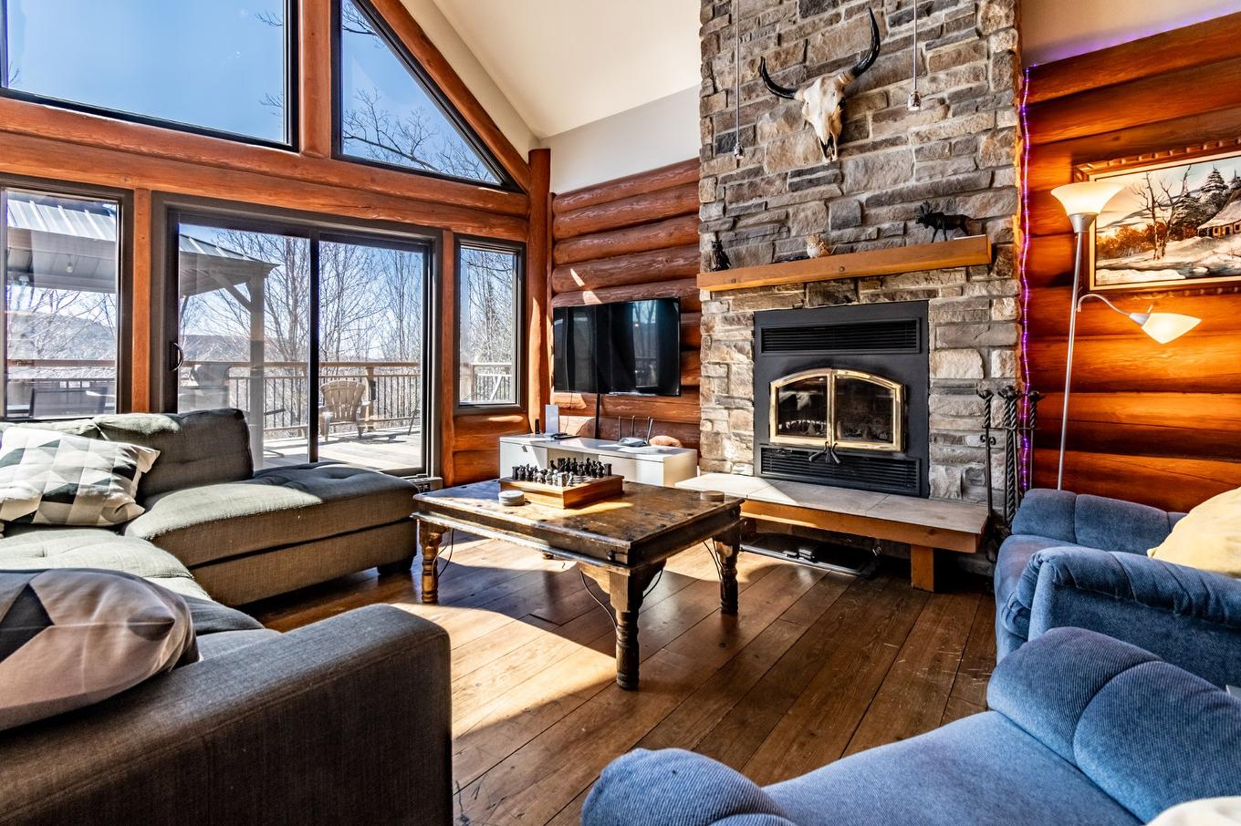 Living room - 2 Ch. Du Boisé, Mandeville, QC - Indoor Photo Showing Living Room With Fireplace