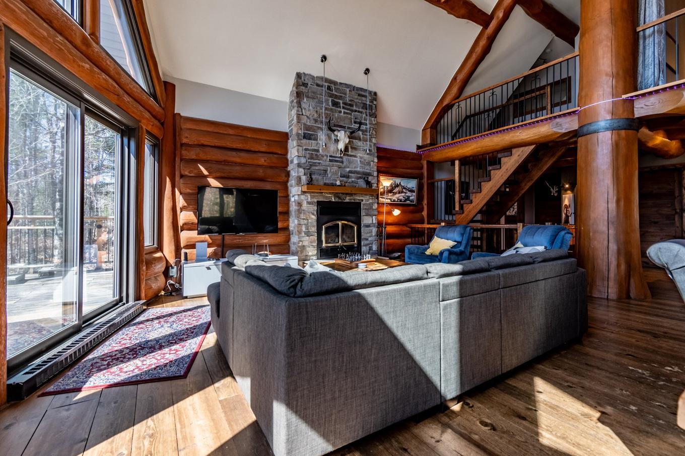 Living room - 2 Ch. Du Boisé, Mandeville, QC - Indoor Photo Showing Living Room With Fireplace