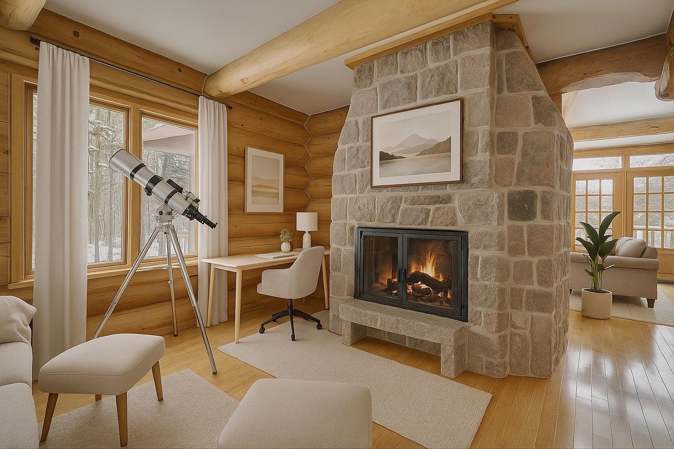 Den - 105 Ch. Des Ancêtres, Mont-Tremblant, QC - Indoor Photo Showing Living Room With Fireplace