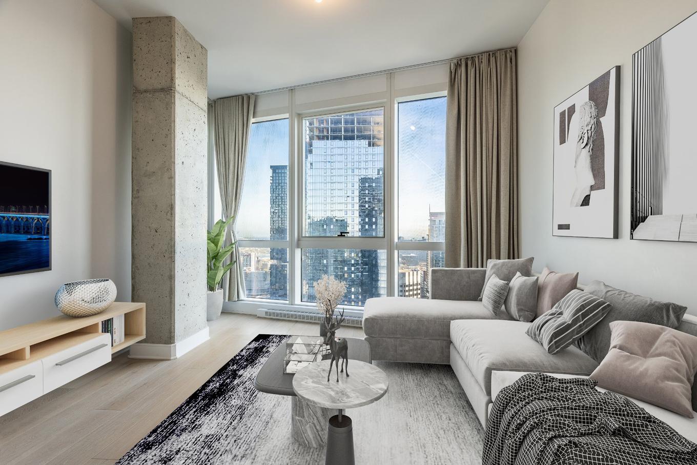 Living room - 3607-1188 Av. Union, Montréal (Ville-Marie), QC - Indoor Photo Showing Living Room