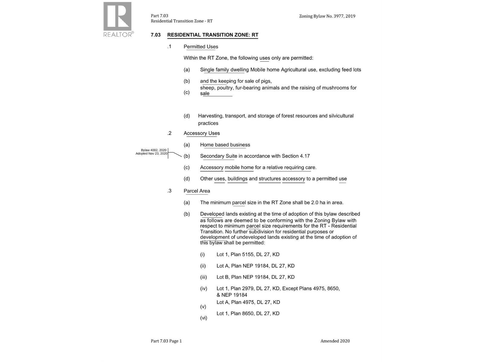zoning pg1 - 700 Mcbride Street W, Cranbrook, BC