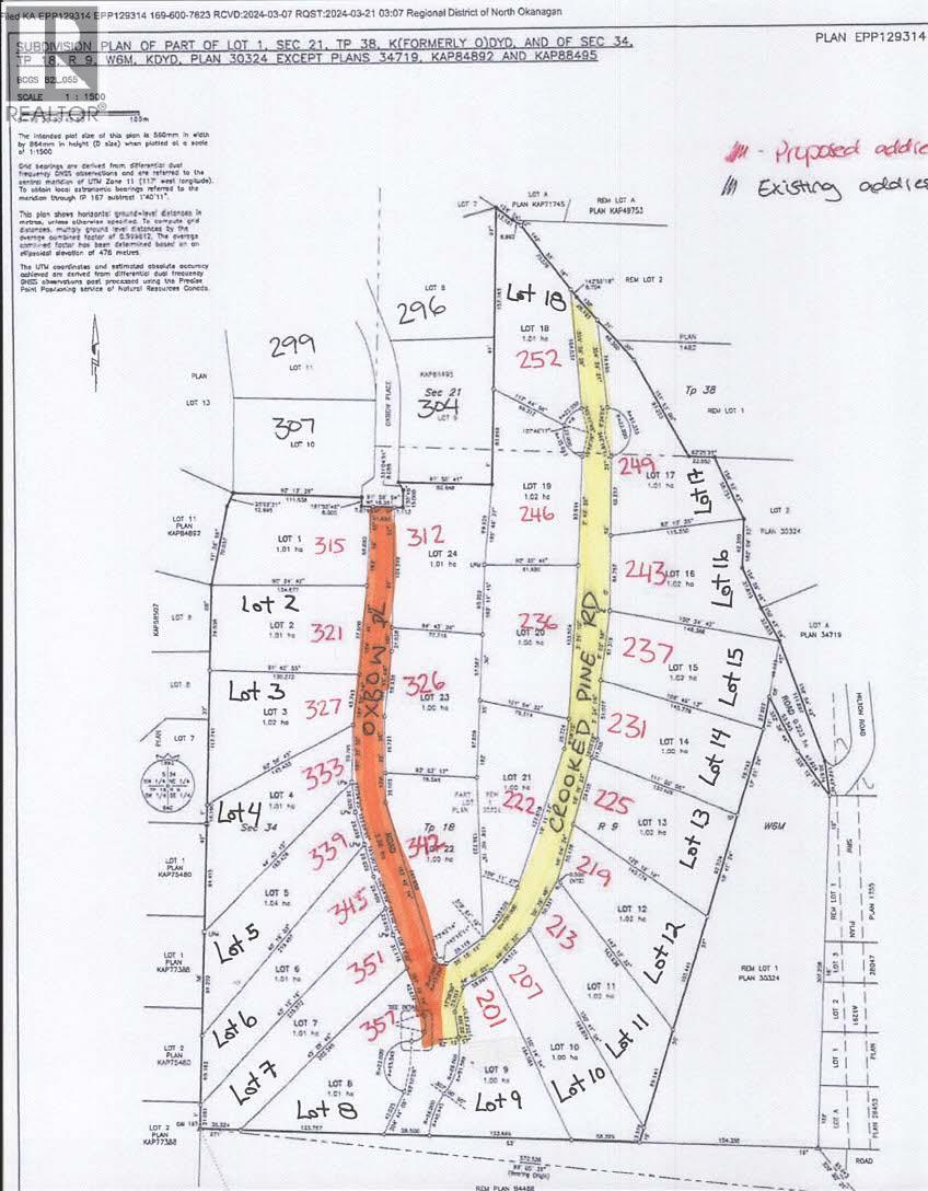Subdivision Map - 237 Crooked Pine Road, Enderby, BC