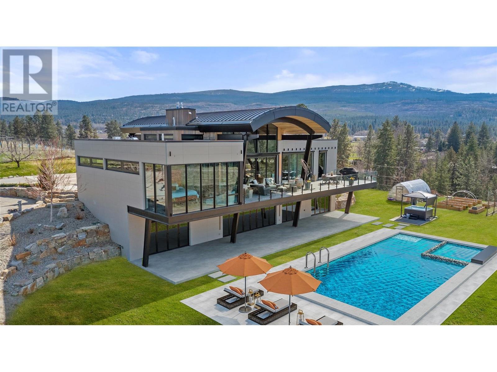 Virtual pool and landscaping - 4275 Todd Road, Kelowna, BC - Outdoor With In Ground Pool With Deck Patio Veranda With View