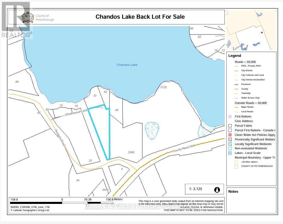 GIS map showing 1.65 acre property outline - Pt Lt 21 Con 4 Shadowood Lane N, North Kawartha, ON