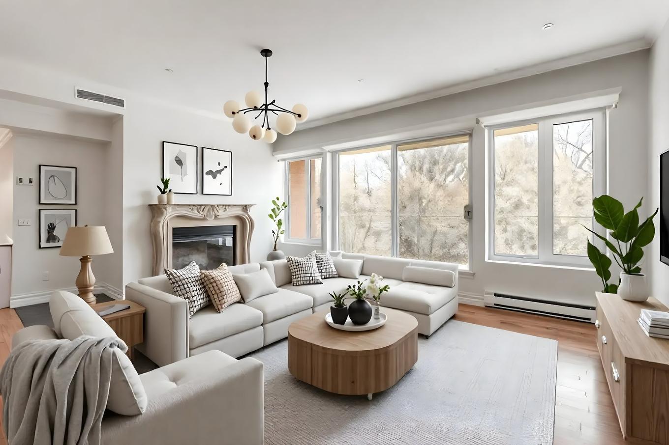 Salon - 606-30 Ch. Bates, Montréal (Outremont), QC - Indoor Photo Showing Living Room With Fireplace