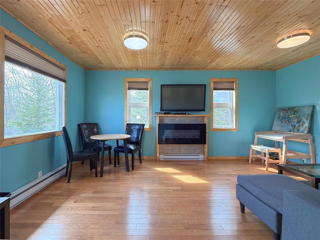 107 Crestview Drive, Onanole, MB - Indoor Photo Showing Living Room With Fireplace