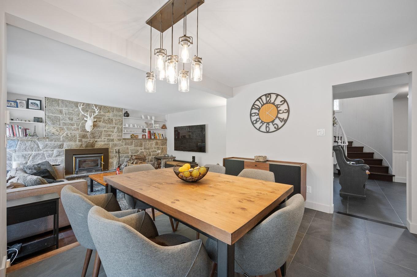 Dining room - 153 Route 323, Brébeuf, QC - Indoor Photo Showing Dining Room With Fireplace