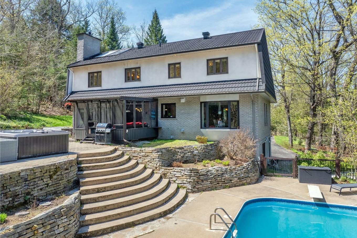 Back facade - 153 Route 323, Brébeuf, QC - Outdoor With In Ground Pool With Deck Patio Veranda