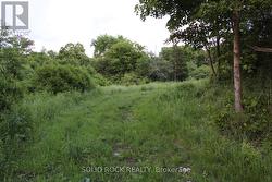 View of lane after it veers south at top of hill -