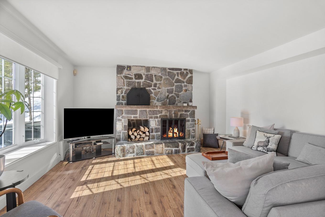 Salon - 1037 Ch. Morgan, Saint-Adolphe-D'Howard, QC - Indoor Photo Showing Living Room With Fireplace