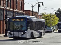 Bus leaving bus terminal Collingwood -
