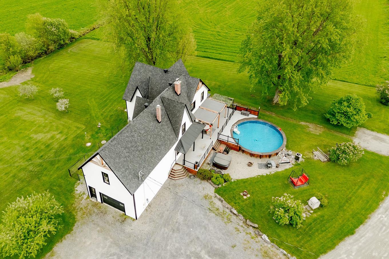 Aerial photo - 99 Ch. De La Station, Compton, QC - Outdoor With Above Ground Pool With View