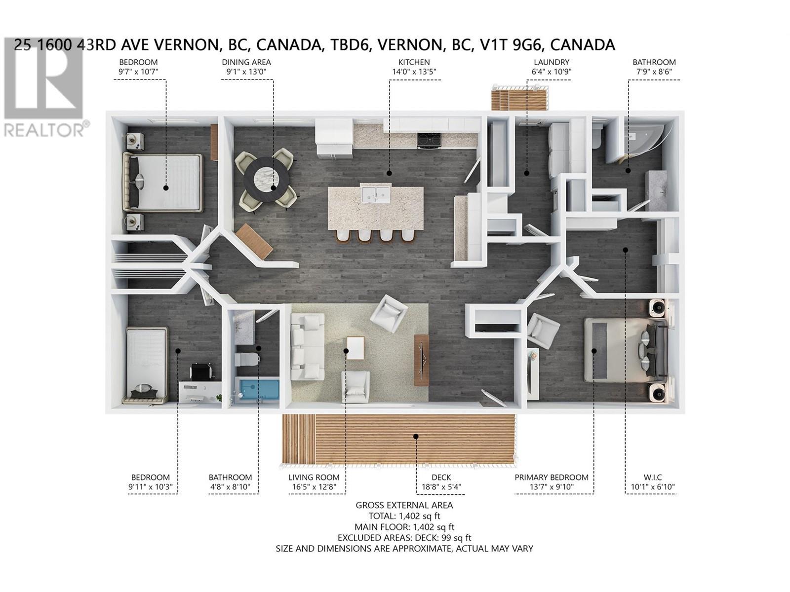 floorplan with dimensions - 1600 43 Avenue Unit# 25, Vernon, BC