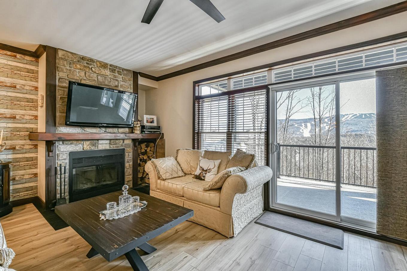 Salon - 4-250 Rue Du Mont-Plaisant, Mont-Tremblant, QC - Indoor Photo Showing Living Room With Fireplace