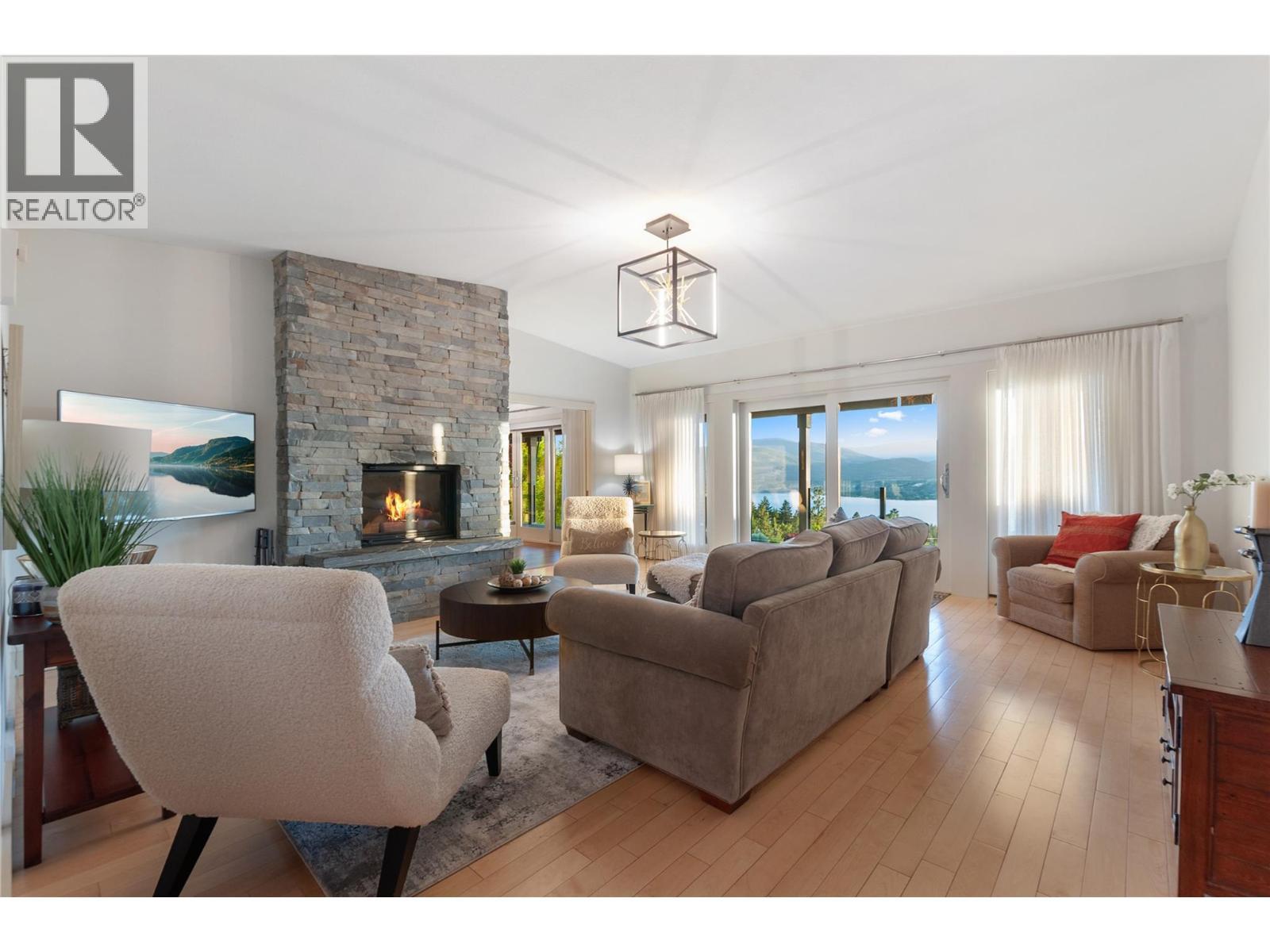 1306 Smethurst Road, Naramata, BC - Indoor Photo Showing Living Room With Fireplace