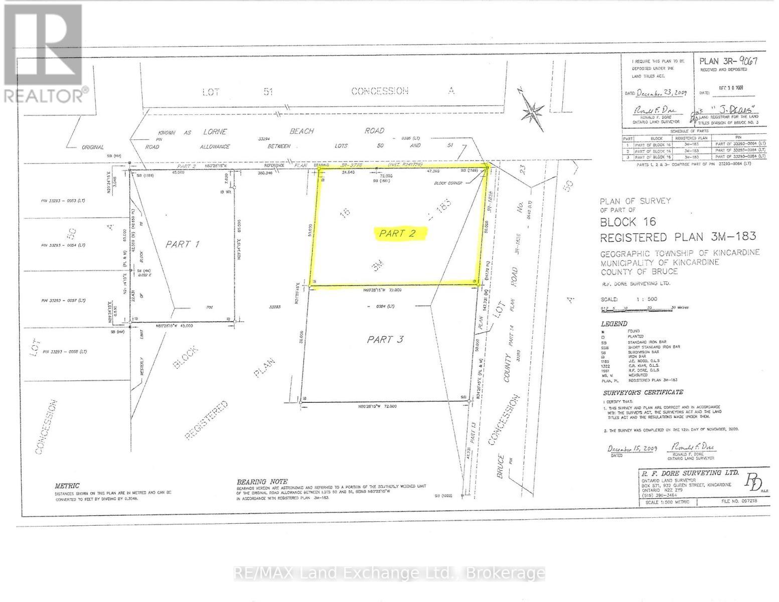 Survey/Reference Plan 3R-9067 - 3 Lorne Beach Road, Kincardine, ON