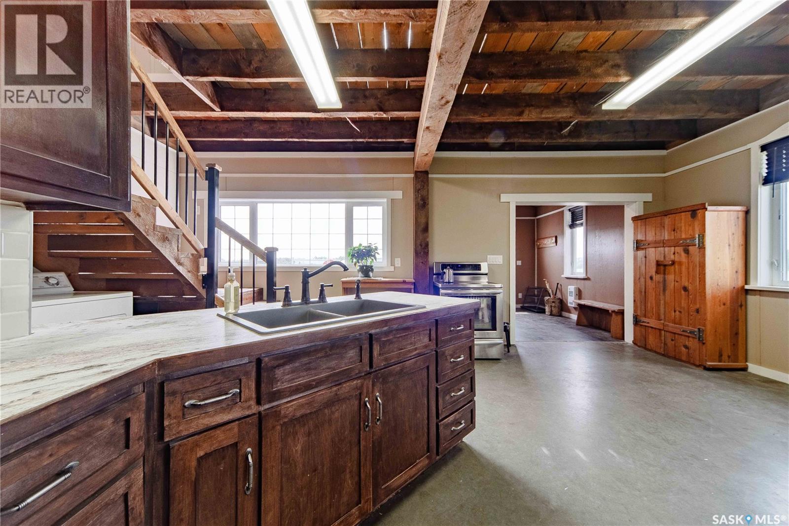 Lajoie Acreage Near Borden, Borden, SK - Indoor Photo Showing Kitchen With Double Sink