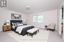 visually staged master bed -