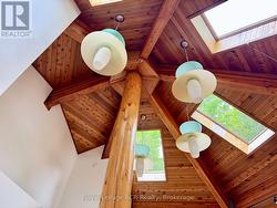 Unique, hexagonal timber ceiling. -