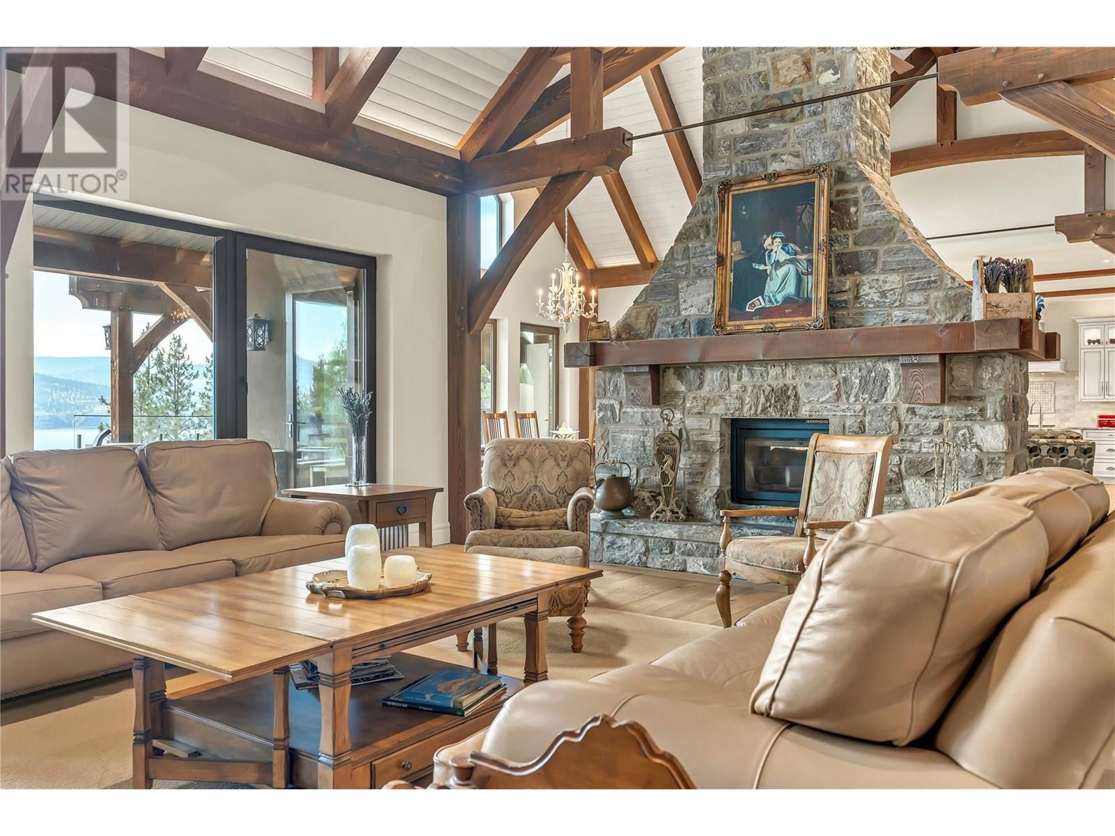 2119 Naramata Road, Naramata, BC - Indoor Photo Showing Living Room With Fireplace