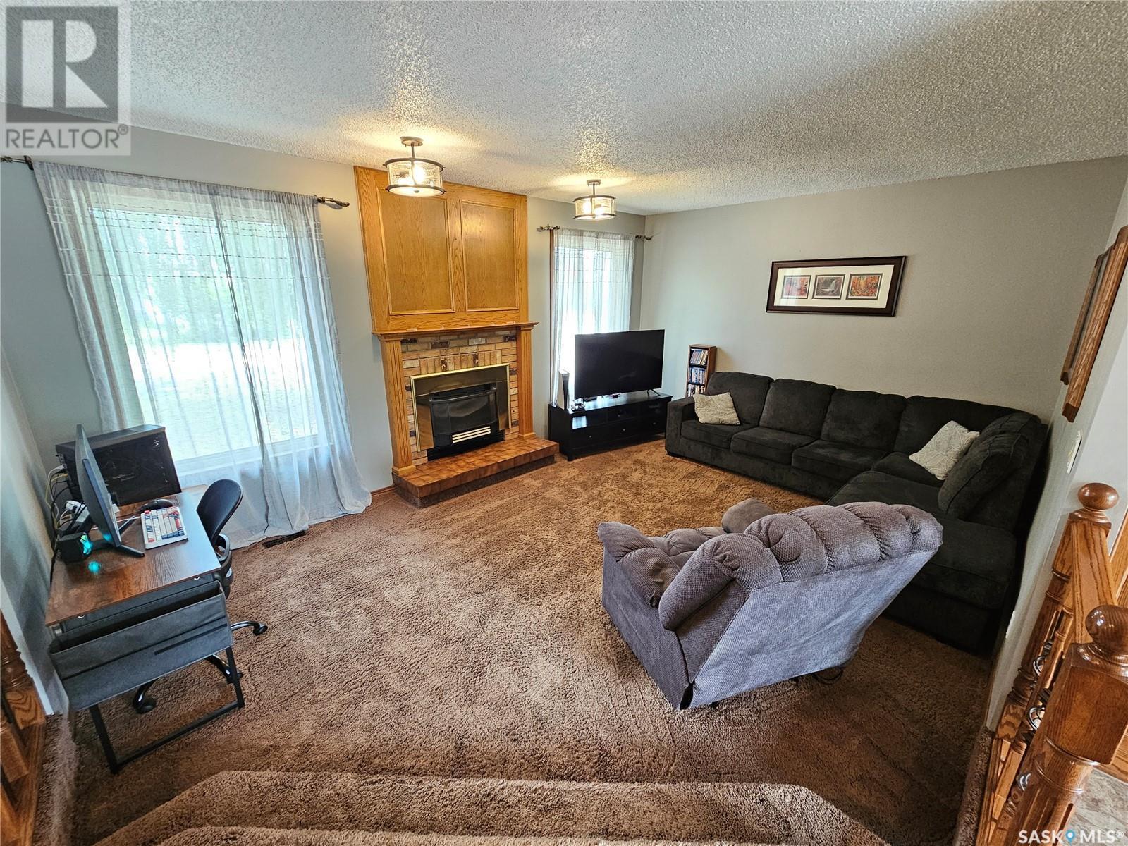 206 West 1St Street, Alida, SK - Indoor Photo Showing Living Room With Fireplace