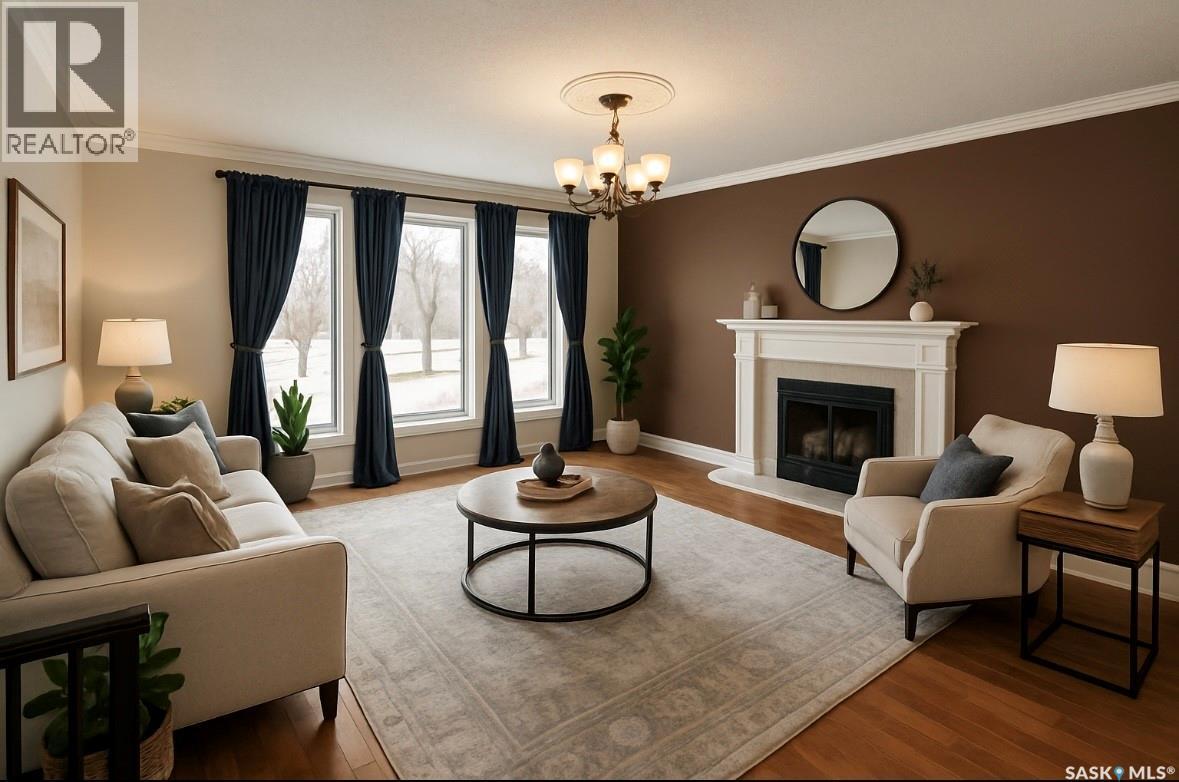 Scholer Acreage, Luseland, SK - Indoor Photo Showing Living Room With Fireplace