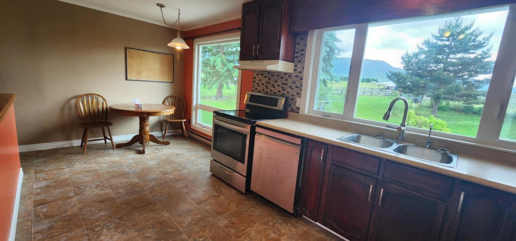 48 Puckett Road, Cherryville, BC - Indoor Photo Showing Kitchen With Fireplace With Double Sink