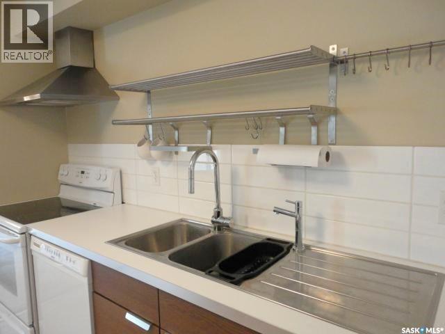 #104 2160 Cornwall Street, Regina, SK - Indoor Photo Showing Kitchen With Double Sink