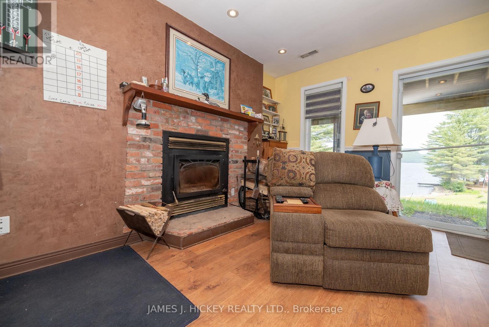 196 Loon Valley Lane, Head, Clara And Maria, ON - Indoor Photo Showing Living Room With Fireplace