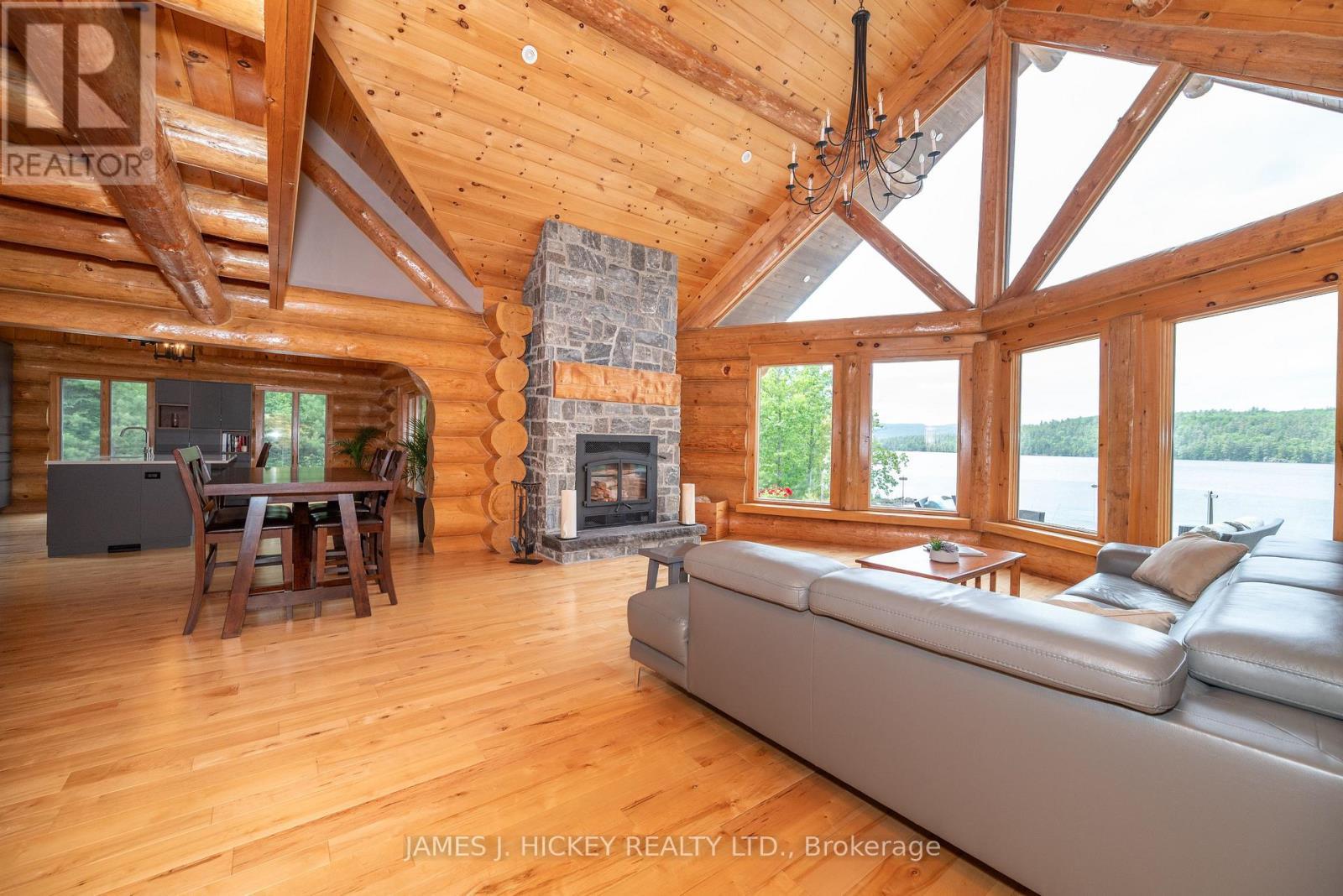 276 Colton Creek Road, Head, Clara And Maria, ON - Indoor Photo Showing Living Room With Fireplace
