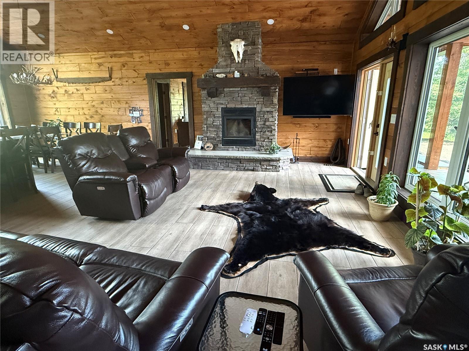 Dunham Acreage, Paddockwood Rm No. 520, SK - Indoor Photo Showing Living Room With Fireplace