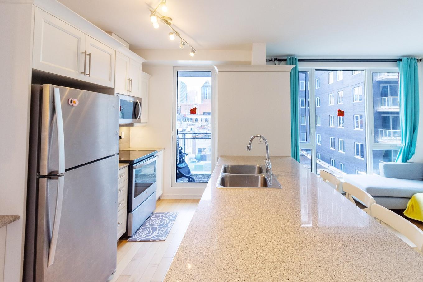 Cuisine - 620-1235 Rue Bishop, Montréal (Ville-Marie), QC - Indoor Photo Showing Kitchen With Double Sink