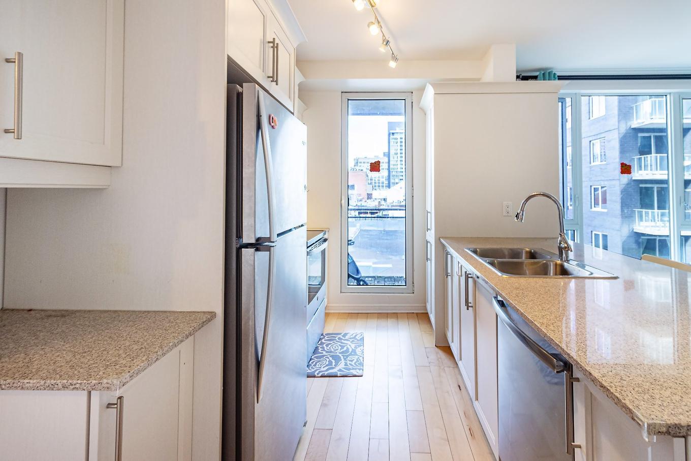 Cuisine - 620-1235 Rue Bishop, Montréal (Ville-Marie), QC - Indoor Photo Showing Kitchen With Double Sink