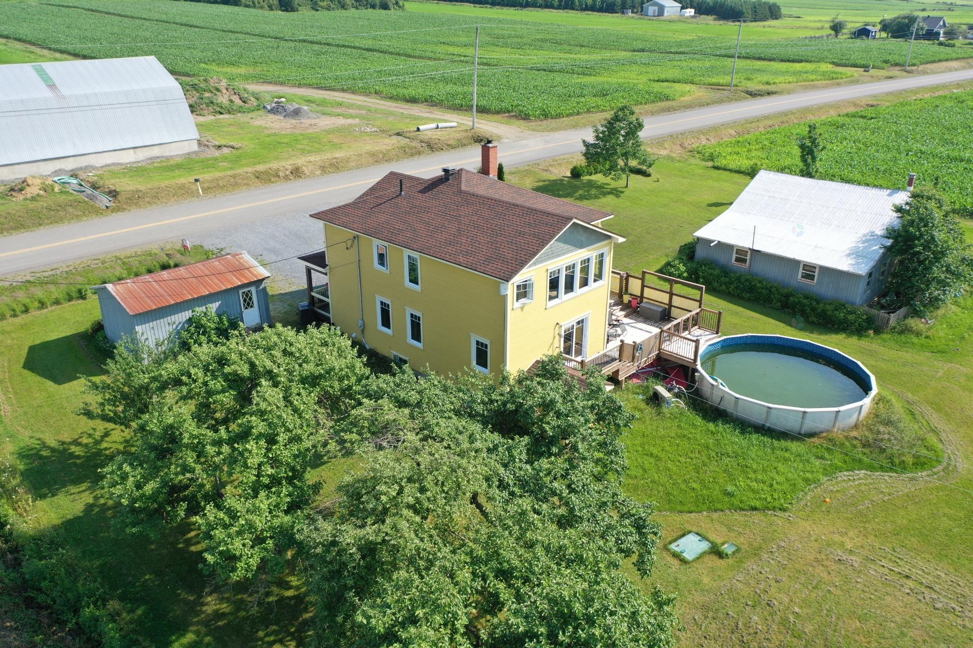 Photo aérienne - 4191 4E Rang E., Sainte-Hélène-De-Kamouraska, QC - Outdoor With Above Ground Pool With View