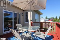 Wooden balcony with a wooden deck -