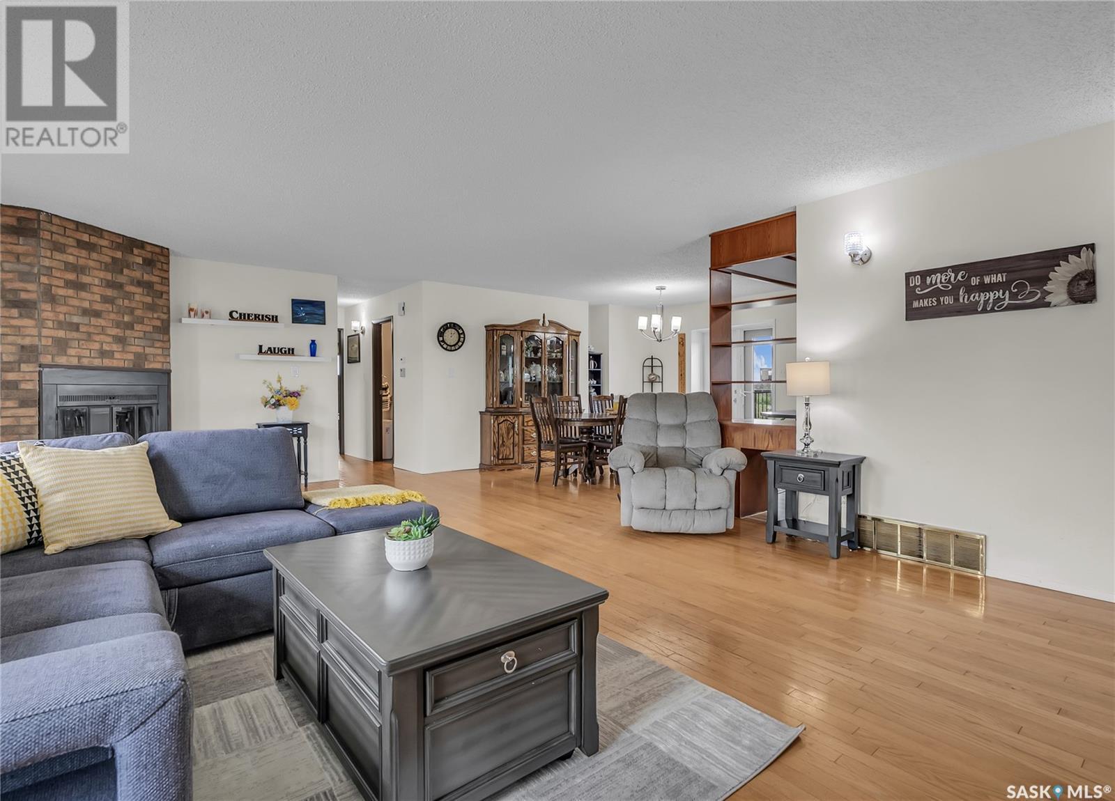 Main Acreage, Biggar Rm No. 347, SK - Indoor Photo Showing Living Room With Fireplace