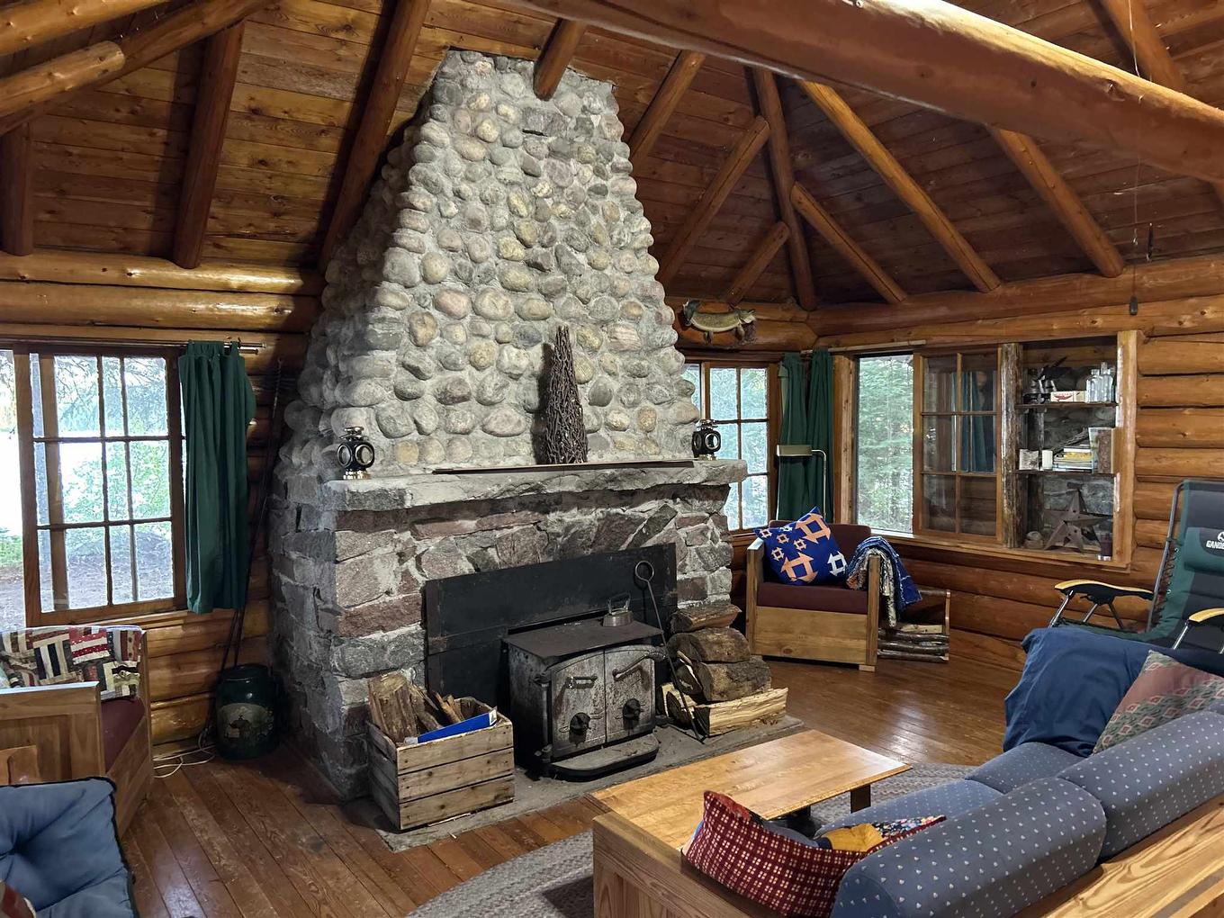 14 Island Canyon Lake, Vermilion Bay, ON - Indoor Photo Showing Living Room With Fireplace