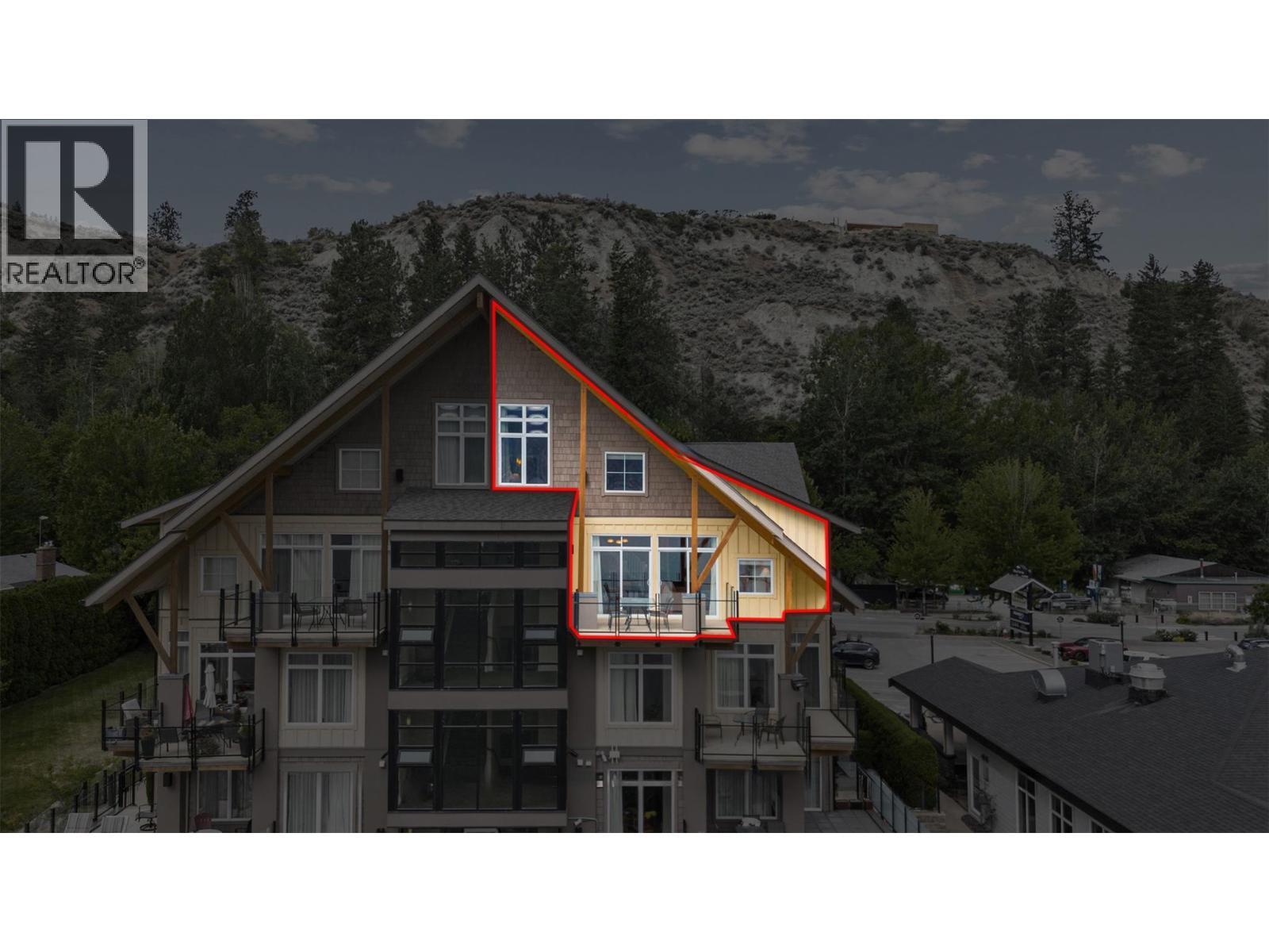 Suite 634 offers unobstructed lake views. Shading shows approximate lot lines and is for reference only. - 12811 Lakeshore Drive S Unit# 633/634, Summerland, BC - Outdoor