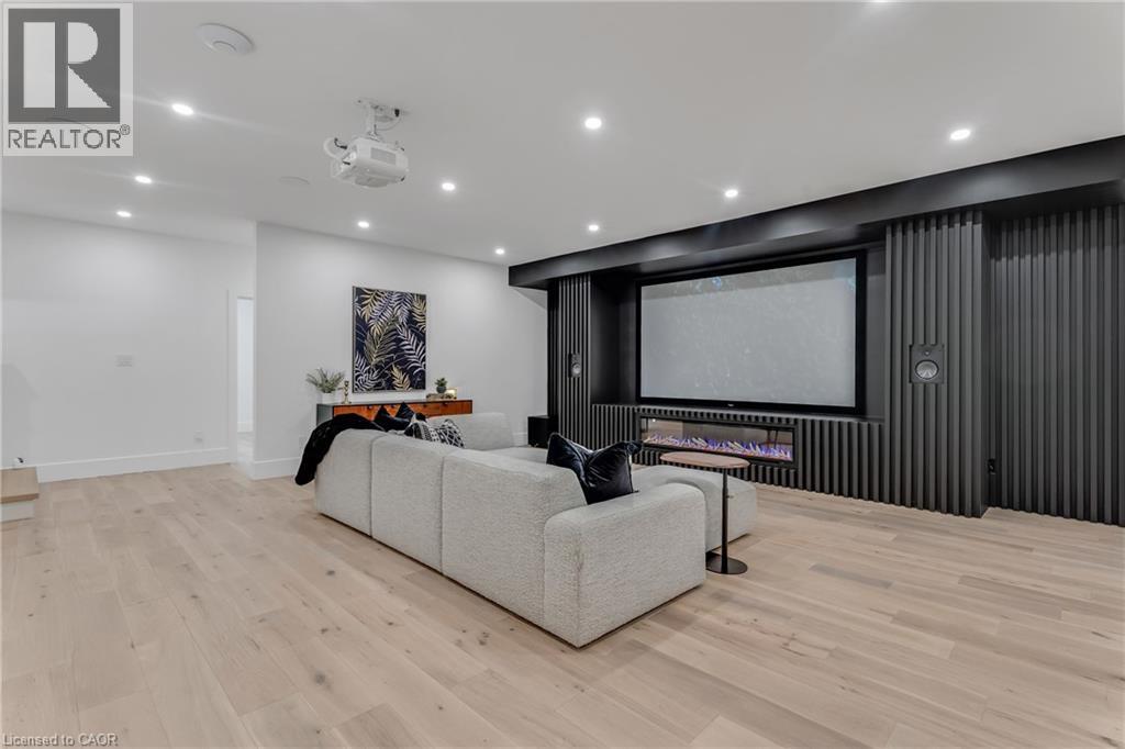 Cinema room featuring light wood-type flooring and recessed lighting - 4678 Lobsinger Line, Crosshill, ON - Indoor Photo Showing Other Room