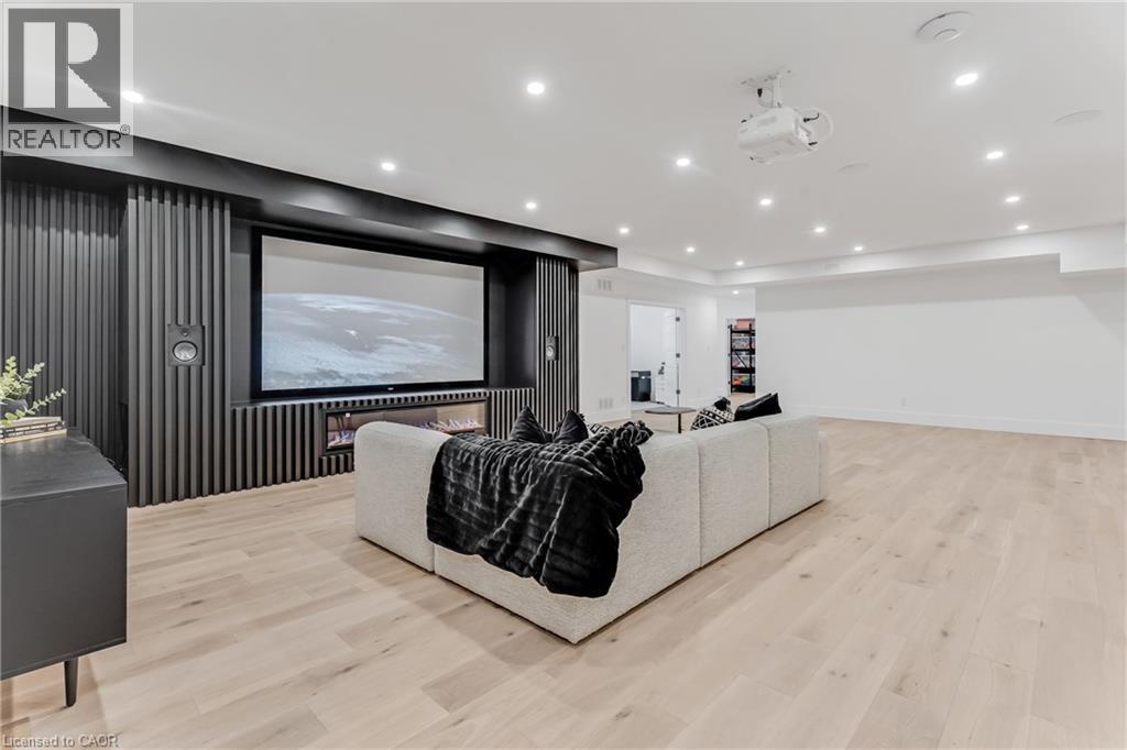 Cinema with light wood-type flooring and recessed lighting - 4678 Lobsinger Line, Crosshill, ON - Indoor Photo Showing Other Room