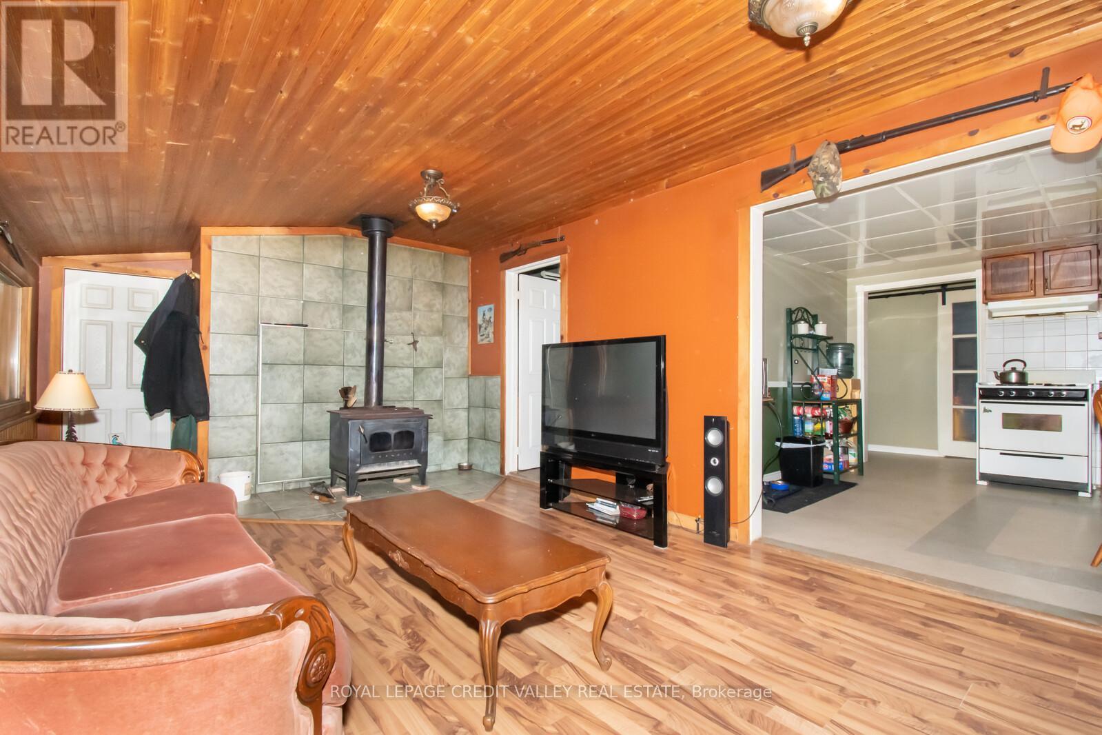 246 Hickey Trail, Hastings Highlands, ON - Indoor Photo Showing Living Room With Fireplace