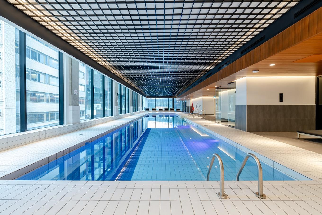 Pool - 3614-1245 Rue De Bleury, Montréal (Ville-Marie), QC - Indoor Photo Showing Other Room With In Ground Pool