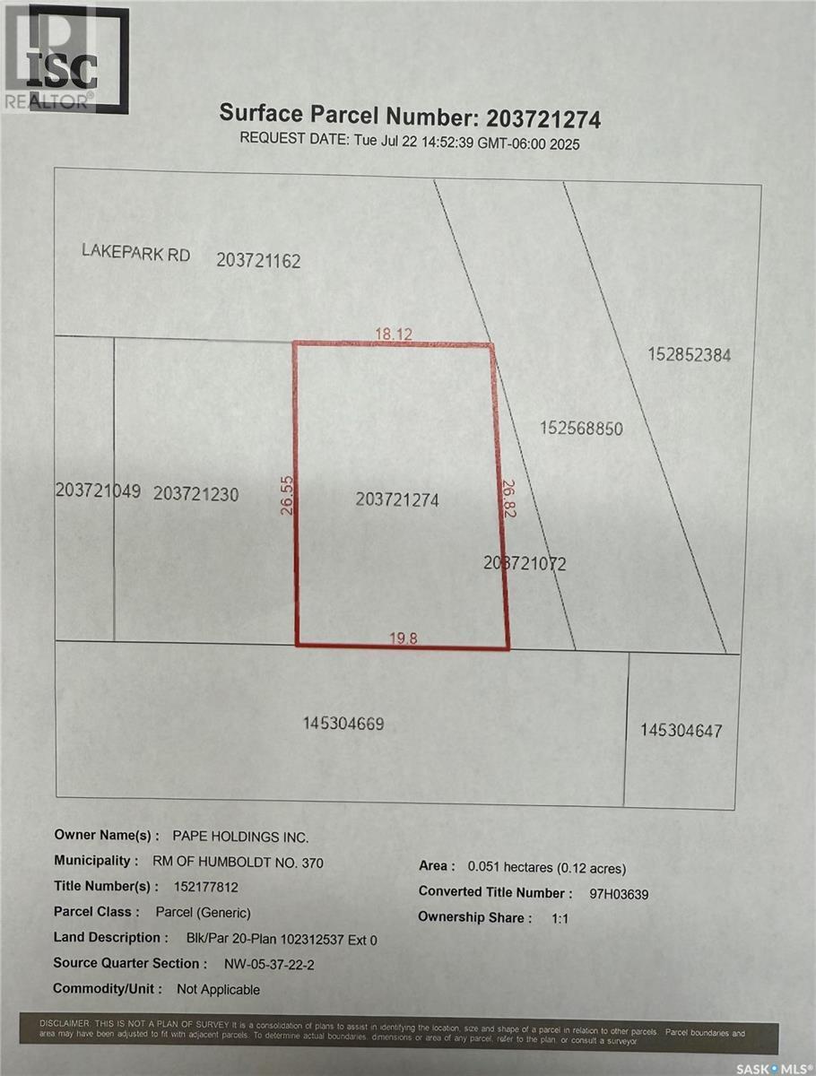 20 Lakepark Road, Humboldt Rm No. 370, SK