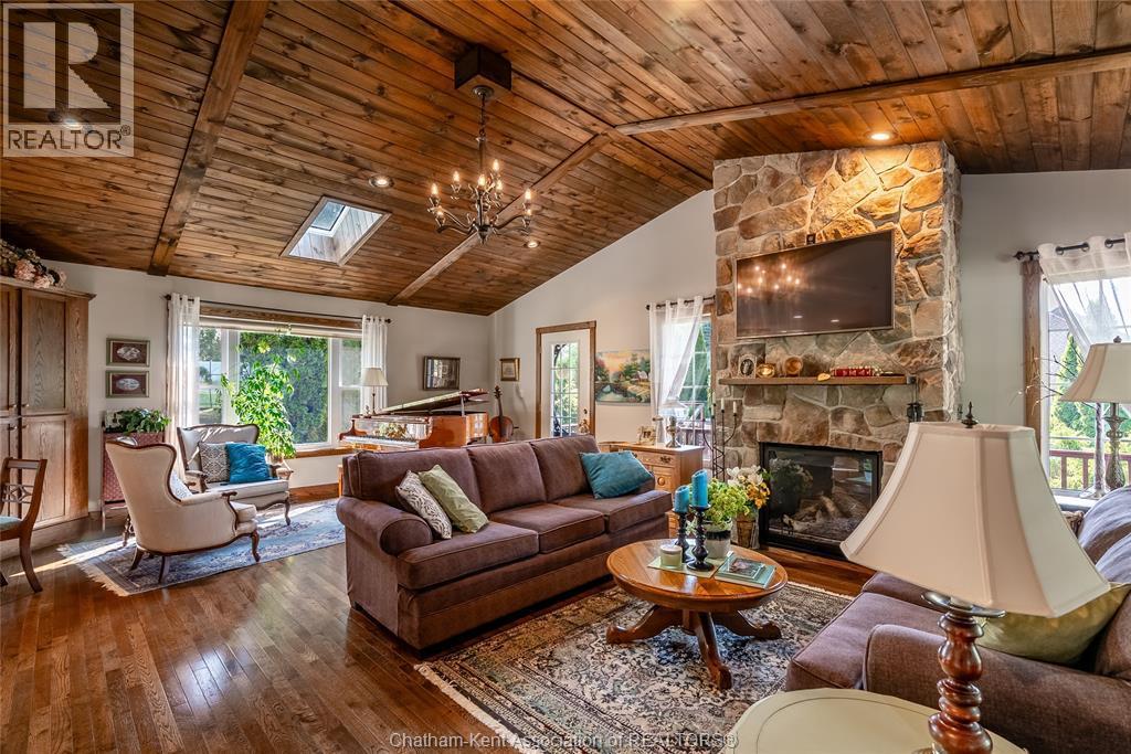 19281 Highbanks Road, Cedar Springs, ON - Indoor Photo Showing Living Room With Fireplace