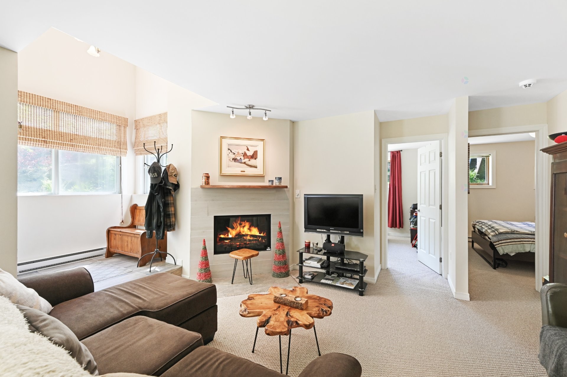 Living Room - 134 - 134A Ch. Bernier, Sutton, QC - Indoor Photo Showing Living Room With Fireplace