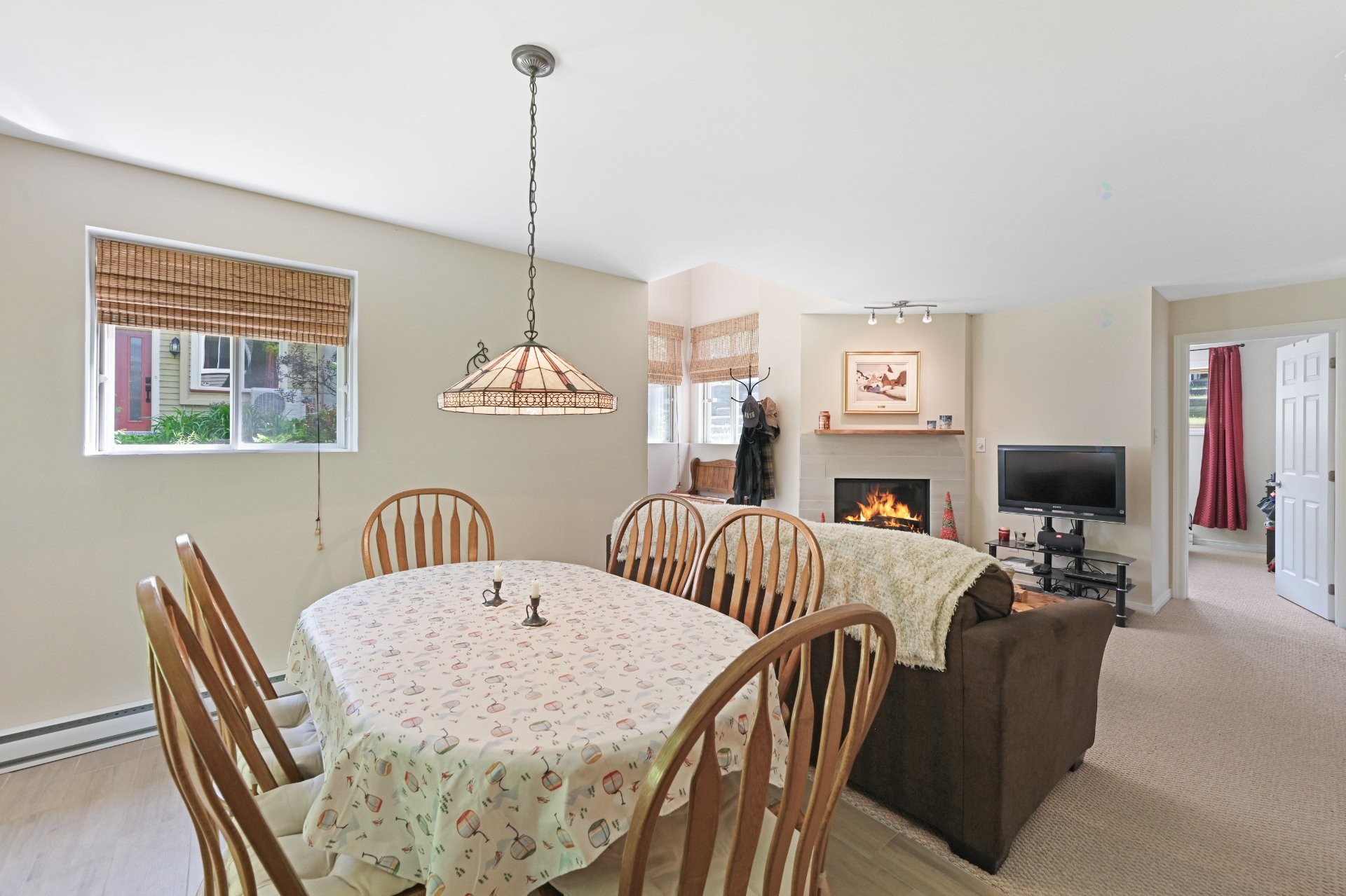 Overall view - 134 - 134A Ch. Bernier, Sutton, QC - Indoor Photo Showing Dining Room With Fireplace