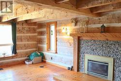 Gorgeous hand hewn log finish -