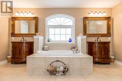 LARGE 5PC. ENSUITE HIS AND HERS CABINETS/SINKS. -