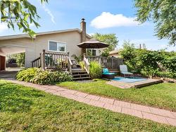 back yard , raised deck -